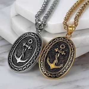Anchor Chain Pendant Necklace Gold or Silver